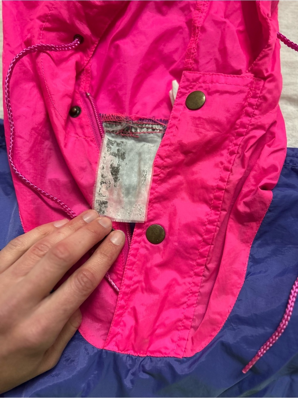 Vintage Neon Windbreaker Pullover - Purple, Hot Pink & Neon Yellow - Picture 3 of 5